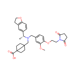 COc1cc(CN(CC23CCC(C(=O)O)(CC2)CC3)[C@H](C)c2ccc3c(c2)CCO3)ccc1OCCN1C(=O)CCC1=O ZINC001772582865