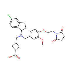 COc1cc(CN(CC2CC(C(=O)O)C2)[C@H]2CCc3cc(Cl)ccc32)ccc1OCCN1C(=O)CCC1=O ZINC000224865965