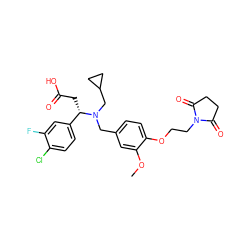 COc1cc(CN(CC2CC2)[C@@H](CC(=O)O)c2ccc(Cl)c(F)c2)ccc1OCCN1C(=O)CCC1=O ZINC000225122818