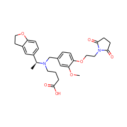 COc1cc(CN(CCCC(=O)O)[C@@H](C)c2ccc3c(c2)CCO3)ccc1OCCN1C(=O)CCC1=O ZINC001772645742