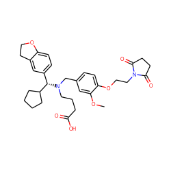 COc1cc(CN(CCCC(=O)O)[C@@H](c2ccc3c(c2)CCO3)C2CCCC2)ccc1OCCN1C(=O)CCC1=O ZINC001772612444