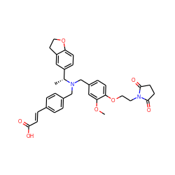 COc1cc(CN(Cc2ccc(/C=C/C(=O)O)cc2)[C@H](C)c2ccc3c(c2)CCO3)ccc1OCCN1C(=O)CCC1=O ZINC001772598028