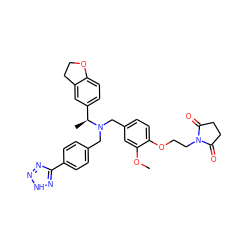 COc1cc(CN(Cc2ccc(-c3nn[nH]n3)cc2)[C@@H](C)c2ccc3c(c2)CCO3)ccc1OCCN1C(=O)CCC1=O ZINC001772634868