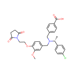 COc1cc(CN(Cc2ccc(C(=O)O)cc2)[C@H](C)c2ccc(Cl)cc2)ccc1OCCN1C(=O)CCC1=O ZINC001772600787