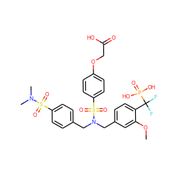 COc1cc(CN(Cc2ccc(S(=O)(=O)N(C)C)cc2)S(=O)(=O)c2ccc(OCC(=O)O)cc2)ccc1C(F)(F)P(=O)(O)O ZINC000028527624