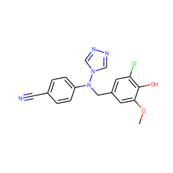 COc1cc(CN(c2ccc(C#N)cc2)n2cnnc2)cc(Cl)c1O ZINC000028701918