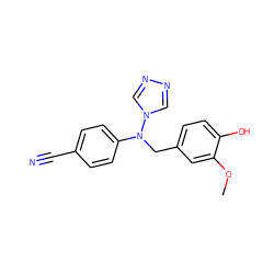 COc1cc(CN(c2ccc(C#N)cc2)n2cnnc2)ccc1O ZINC000028701913