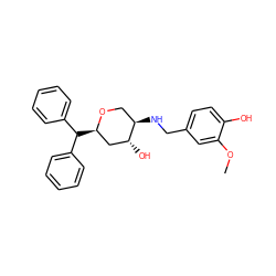 COc1cc(CN[C@@H]2CO[C@H](C(c3ccccc3)c3ccccc3)C[C@H]2O)ccc1O ZINC000299859167