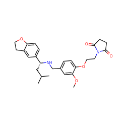 COc1cc(CN[C@H](CC(C)C)c2ccc3c(c2)CCO3)ccc1OCCN1C(=O)CCC1=O ZINC001772632381