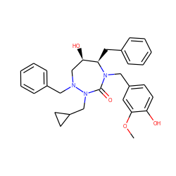 COc1cc(CN2C(=O)N(CC3CC3)N(Cc3ccccc3)C[C@@H](O)[C@H]2Cc2ccccc2)ccc1O ZINC000013745793