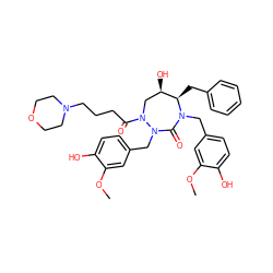 COc1cc(CN2C(=O)N(Cc3ccc(O)c(OC)c3)N(C(=O)CCCN3CCOCC3)C[C@@H](O)[C@H]2Cc2ccccc2)ccc1O ZINC000028530206