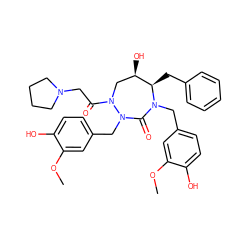 COc1cc(CN2C(=O)N(Cc3ccc(O)c(OC)c3)N(C(=O)CN3CCCC3)C[C@@H](O)[C@H]2Cc2ccccc2)ccc1O ZINC000028530077