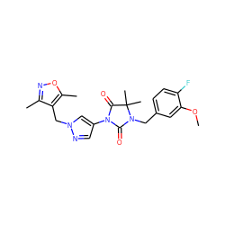 COc1cc(CN2C(=O)N(c3cnn(Cc4c(C)noc4C)c3)C(=O)C2(C)C)ccc1F ZINC000115731464