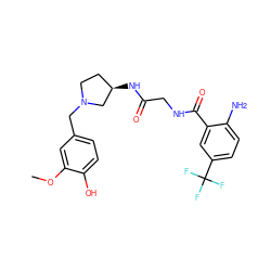 COc1cc(CN2CC[C@@H](NC(=O)CNC(=O)c3cc(C(F)(F)F)ccc3N)C2)ccc1O ZINC000029125603