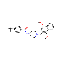 COc1cc(CN2CCC(NC(=O)c3ccc(C(C)(C)C)cc3)CC2)c(OC)c2ccccc12 ZINC000028861876