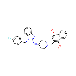 COc1cc(CN2CCC(Nc3nc4ccccc4n3Cc3ccc(F)cc3)CC2)c(OC)c2ccccc12 ZINC000028827104