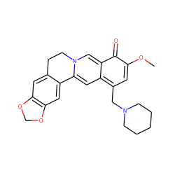 COc1cc(CN2CCCCC2)c2cc3n(cc-2c1=O)CCc1cc2c(cc1-3)OCO2 ZINC000377848954