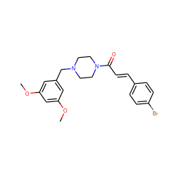 COc1cc(CN2CCN(C(=O)/C=C/c3ccc(Br)cc3)CC2)cc(OC)c1 ZINC000215282861