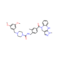 COc1cc(CN2CCN(C(=O)NCc3ccc(C(=O)N4Cc5cnn(C)c5Nc5ccccc54)cc3C)CC2)cc(OC)c1 ZINC000653687435