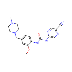 COc1cc(CN2CCN(C)CC2)ccc1NC(=O)Nc1cnc(C#N)cn1 ZINC000023358625