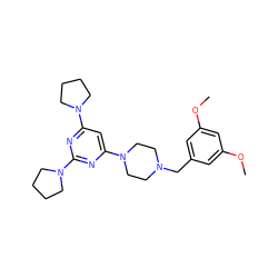 COc1cc(CN2CCN(c3cc(N4CCCC4)nc(N4CCCC4)n3)CC2)cc(OC)c1 ZINC001772606105