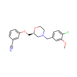 COc1cc(CN2CCO[C@H](COc3cccc(C#N)c3)C2)ccc1Cl ZINC000653714994