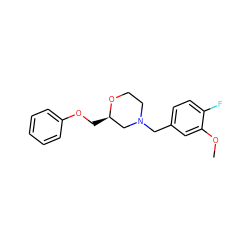 COc1cc(CN2CCO[C@H](COc3ccccc3)C2)ccc1F ZINC000653718359