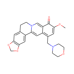 COc1cc(CN2CCOCC2)c2cc3n(cc-2c1=O)CCc1cc2c(cc1-3)OCO2 ZINC000377848959