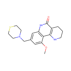 COc1cc(CN2CCSCC2)cc2[nH]c(=O)c3c(c12)NCCC3 ZINC000118734959