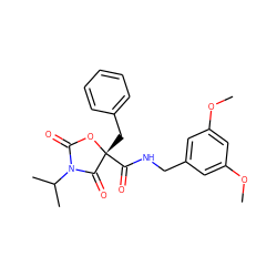 COc1cc(CNC(=O)[C@@]2(Cc3ccccc3)OC(=O)N(C(C)C)C2=O)cc(OC)c1 ZINC000096273443