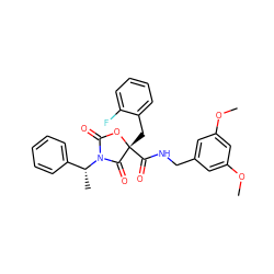 COc1cc(CNC(=O)[C@@]2(Cc3ccccc3F)OC(=O)N([C@H](C)c3ccccc3)C2=O)cc(OC)c1 ZINC000096273450