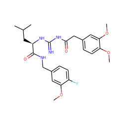 COc1cc(CNC(=O)[C@@H](CC(C)C)NC(=N)NC(=O)Cc2ccc(OC)c(OC)c2)ccc1F ZINC000148674032