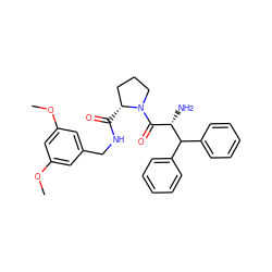 COc1cc(CNC(=O)[C@@H]2CCCN2C(=O)[C@H](N)C(c2ccccc2)c2ccccc2)cc(OC)c1 ZINC000013779046