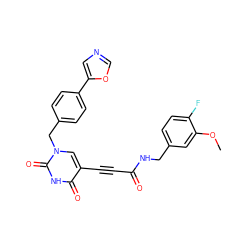 COc1cc(CNC(=O)C#Cc2cn(Cc3ccc(-c4cnco4)cc3)c(=O)[nH]c2=O)ccc1F ZINC001772656792