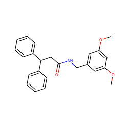 COc1cc(CNC(=O)CC(c2ccccc2)c2ccccc2)cc(OC)c1 ZINC000000592785