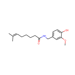 COc1cc(CNC(=O)CCCCC=C(C)C)ccc1O ZINC000013544607