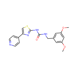 COc1cc(CNC(=O)Nc2nc(-c3ccncc3)cs2)cc(OC)c1 ZINC000165445648