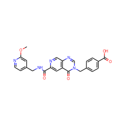 COc1cc(CNC(=O)c2cc3c(=O)n(Cc4ccc(C(=O)O)cc4)cnc3cn2)ccn1 ZINC000029132922