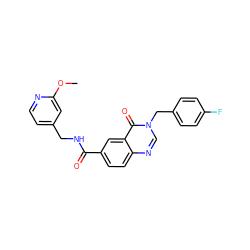 COc1cc(CNC(=O)c2ccc3ncn(Cc4ccc(F)cc4)c(=O)c3c2)ccn1 ZINC000029133263