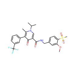 COc1cc(CNC(=O)c2cn(C(C)C)c(C)c(-c3cccc(C(F)(F)F)c3)c2=O)ccc1S(C)(=O)=O ZINC000148994504