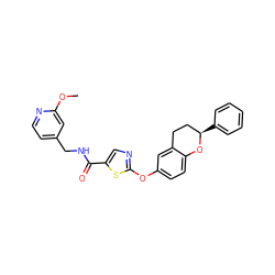 COc1cc(CNC(=O)c2cnc(Oc3ccc4c(c3)CC[C@@H](c3ccccc3)O4)s2)ccn1 ZINC000169710430