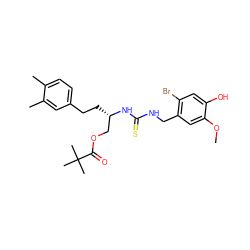 COc1cc(CNC(=S)N[C@@H](CCc2ccc(C)c(C)c2)COC(=O)C(C)(C)C)c(Br)cc1O ZINC000028881763