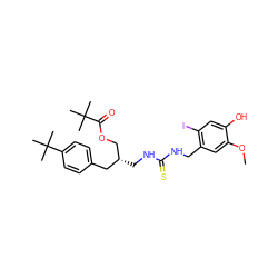 COc1cc(CNC(=S)NC[C@@H](COC(=O)C(C)(C)C)Cc2ccc(C(C)(C)C)cc2)c(I)cc1O ZINC000028881477