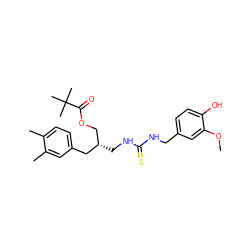 COc1cc(CNC(=S)NC[C@@H](COC(=O)C(C)(C)C)Cc2ccc(C)c(C)c2)ccc1O ZINC000013523843