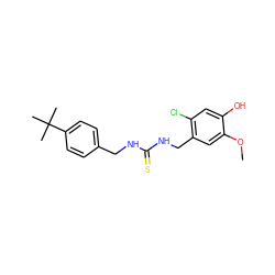 COc1cc(CNC(=S)NCc2ccc(C(C)(C)C)cc2)c(Cl)cc1O ZINC000028881895