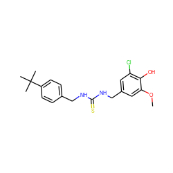 COc1cc(CNC(=S)NCc2ccc(C(C)(C)C)cc2)cc(Cl)c1O ZINC000028881878