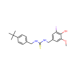 COc1cc(CNC(=S)NCc2ccc(C(C)(C)C)cc2)cc(I)c1O ZINC000028881890