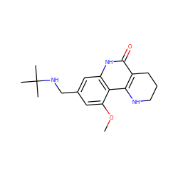 COc1cc(CNC(C)(C)C)cc2[nH]c(=O)c3c(c12)NCCC3 ZINC000118733811