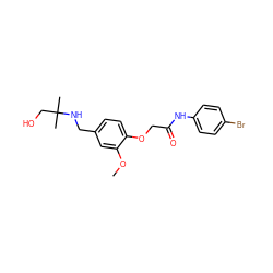 COc1cc(CNC(C)(C)CO)ccc1OCC(=O)Nc1ccc(Br)cc1 ZINC000004644048
