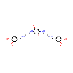 COc1cc(CNCCCNC2=CC(=O)C(NCCCNCc3ccc(O)c(OC)c3)=CC2=O)ccc1O ZINC000101412747